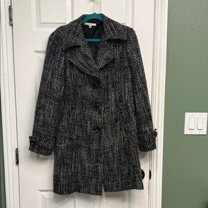 CAbi Black & White Tweed Pea Coat